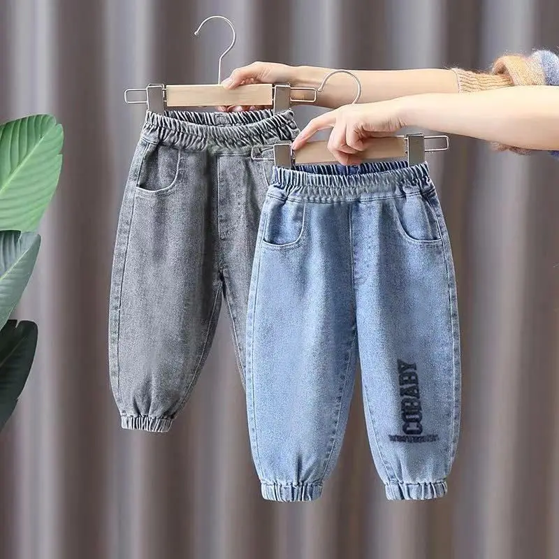 Children Trousers Toddler Boy Jeans Stretch Baby Pants Denim Jeans Graphic Pants Versatile Casual Boys Fall Costume Kids Outfits