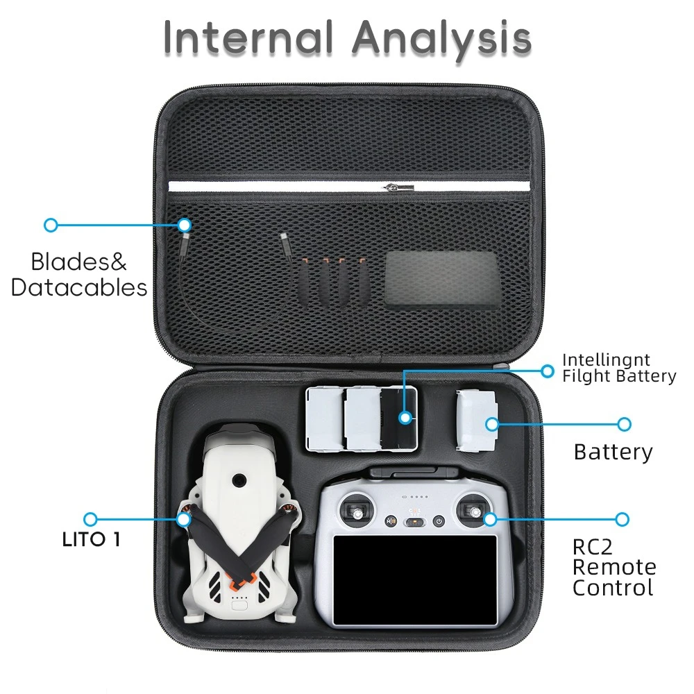 Portable Carrying Case For DJI Lito 1/Lito X1 RC 2/RC N3 PU Protective Shoulder Bag Hard Travel Box Handbag Drone Accessories view 4