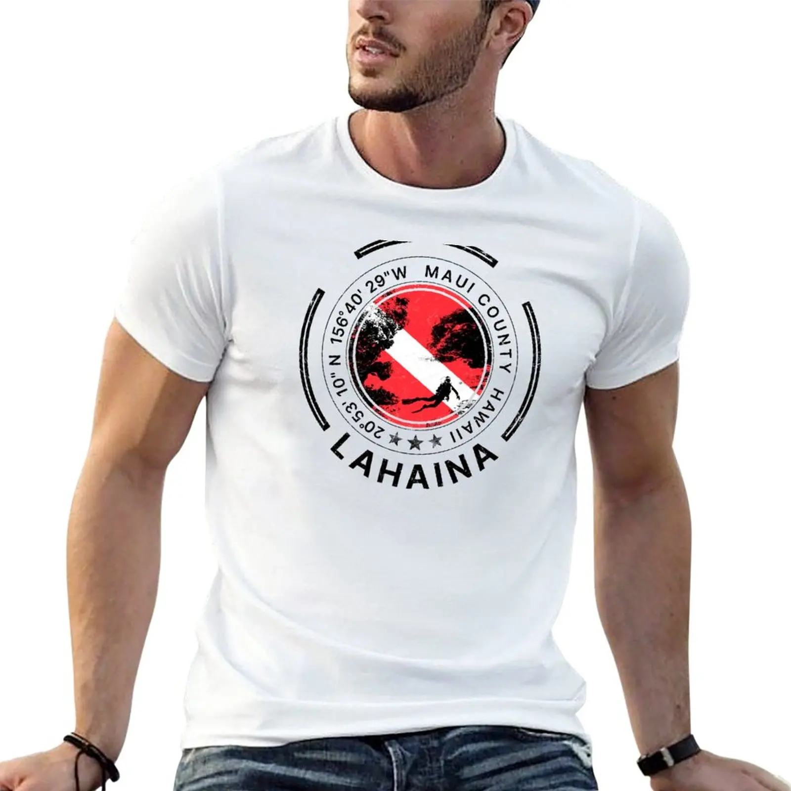 New Lahaina Maui Hawaii Diving T-Shirt Aesthetic clothing korean fashion Men's cotton t-shirt