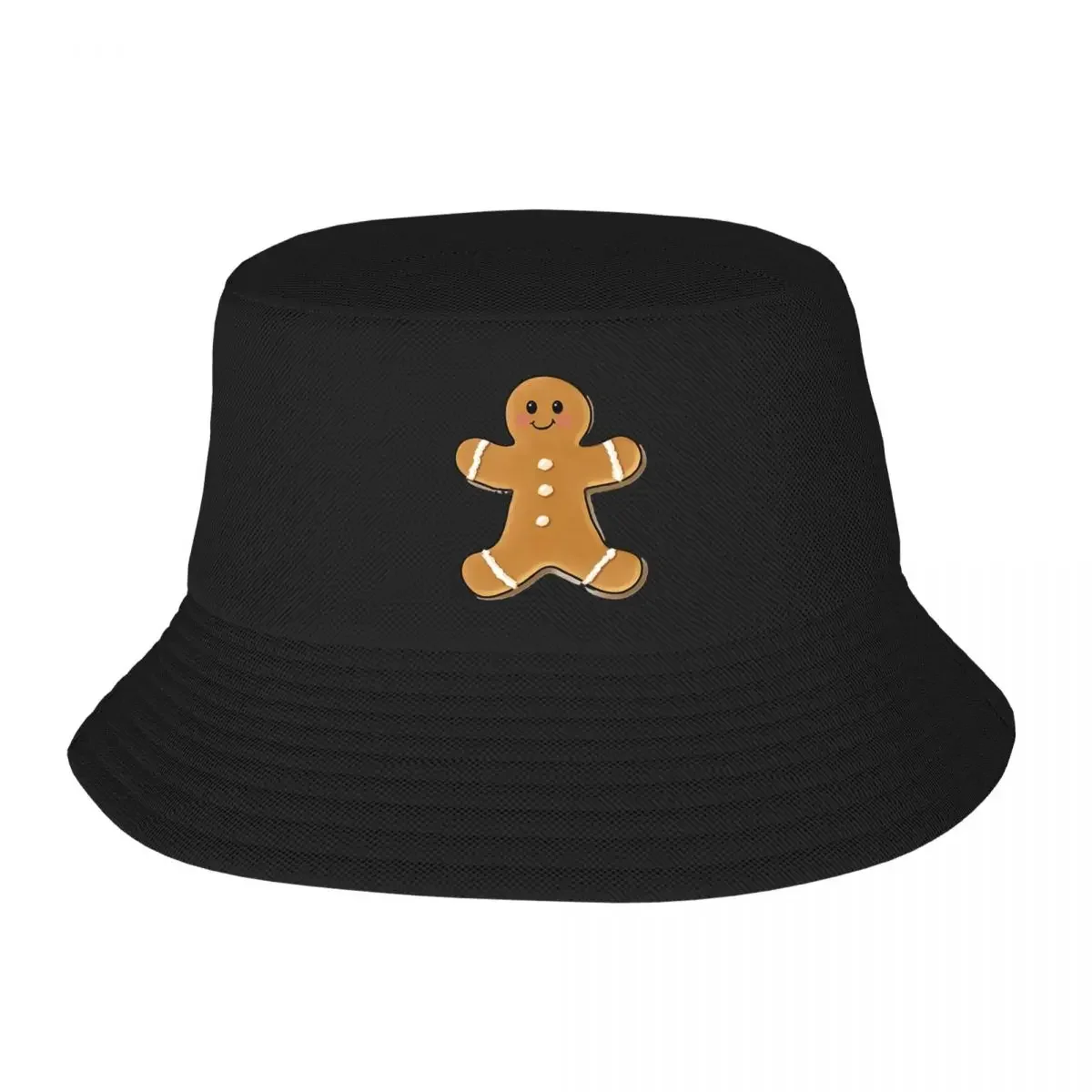 Happy Little Gingerbread Man Bucket Hats Panama For Man Woman Bob Hats Reversible Fisherman Hats Summer Beach Fishing Unisex Cap