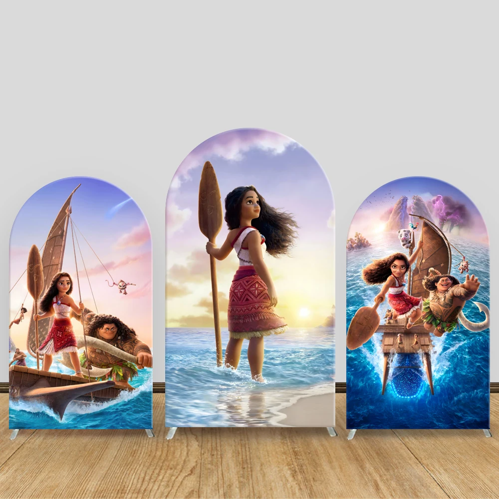 

TB Moana Ocean Adventure Arch Backdrop Cover Summer Ocean Kids Birthday Party Baby Shower Decoration background Elastic Fabric