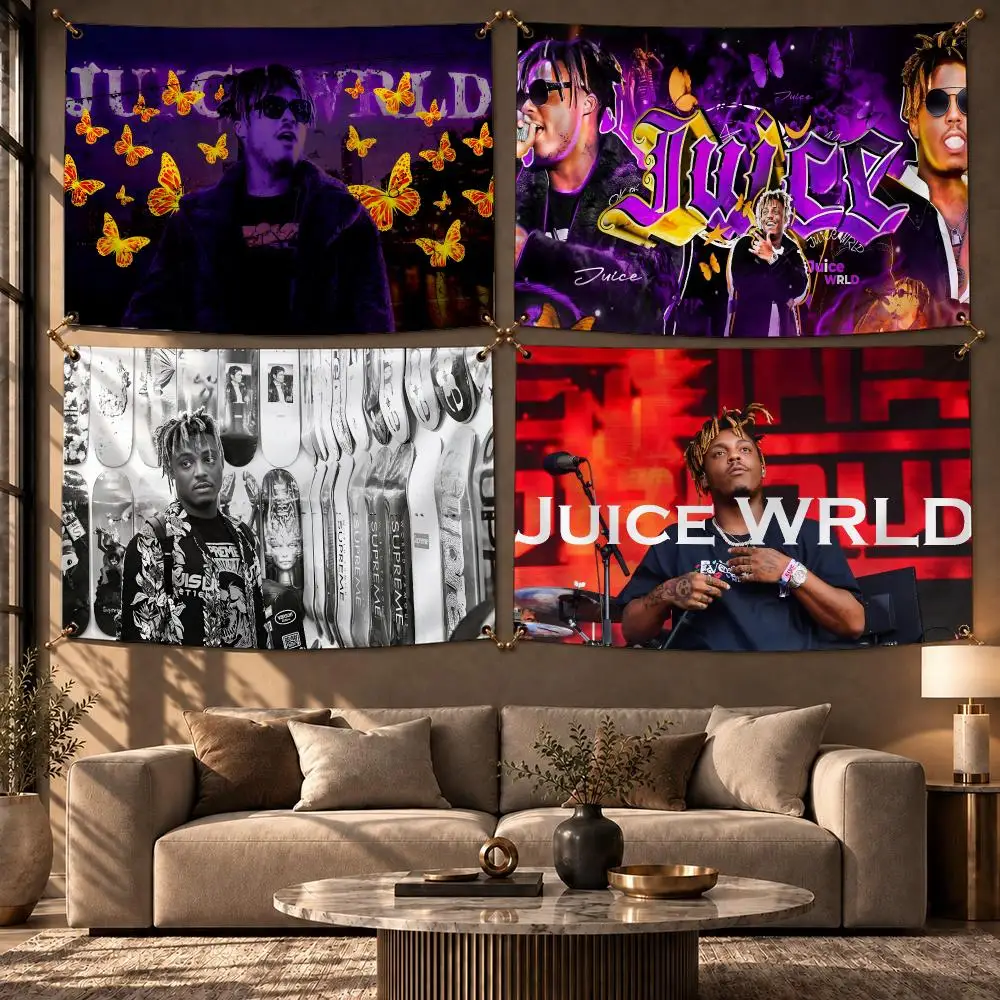 Trending Rapper Juice WRLD Flags Wall Hanging Flag Banner Home Decor Aesthetic Living Room Bedroom HD Fabric