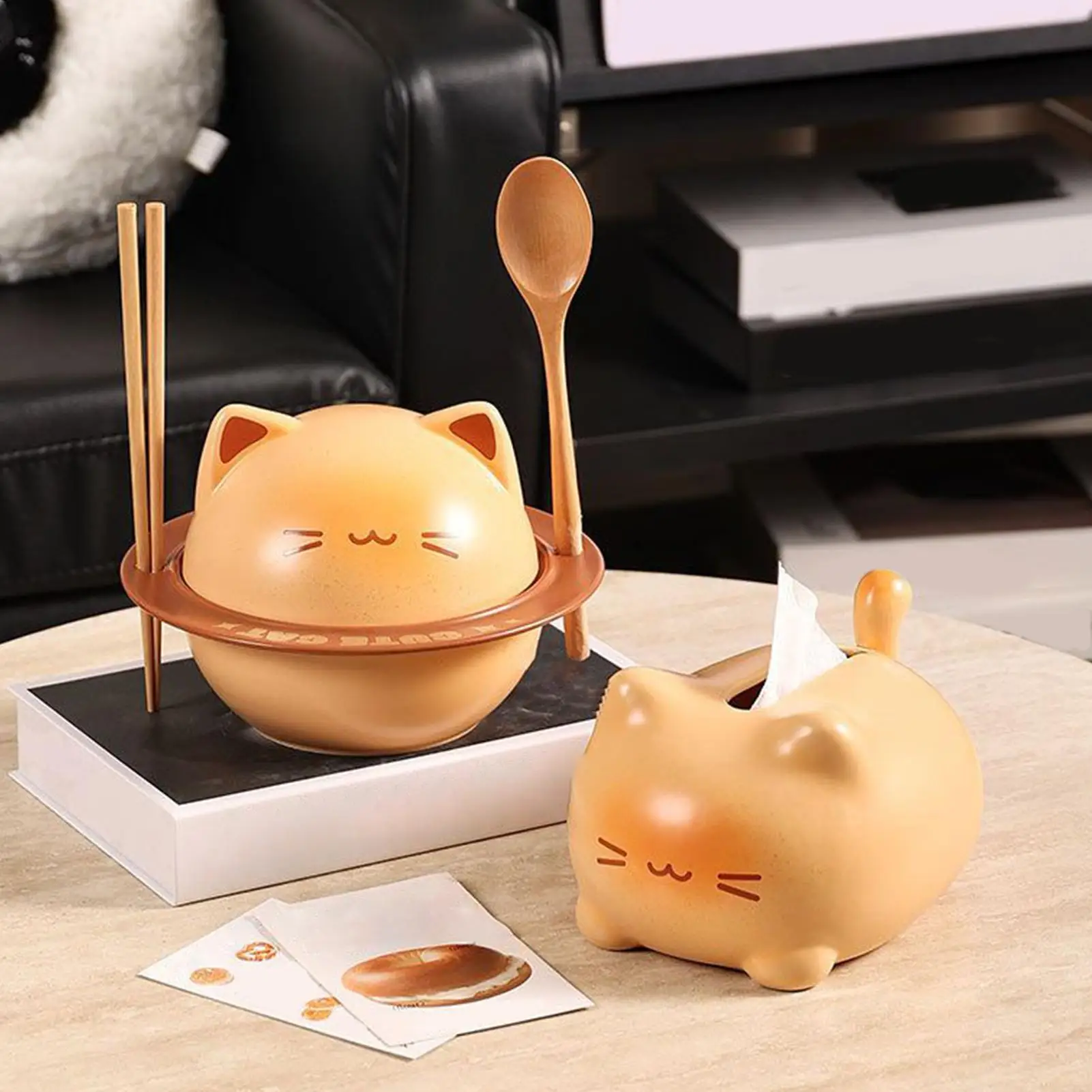 

Чаша для рамэна с кошачьим дизайном, керамическая чаша для рамэна, контейнер для хранения еды с ложкой, палочками для еды для хлопьев, салата, приготовления еды, завтрака, обеда