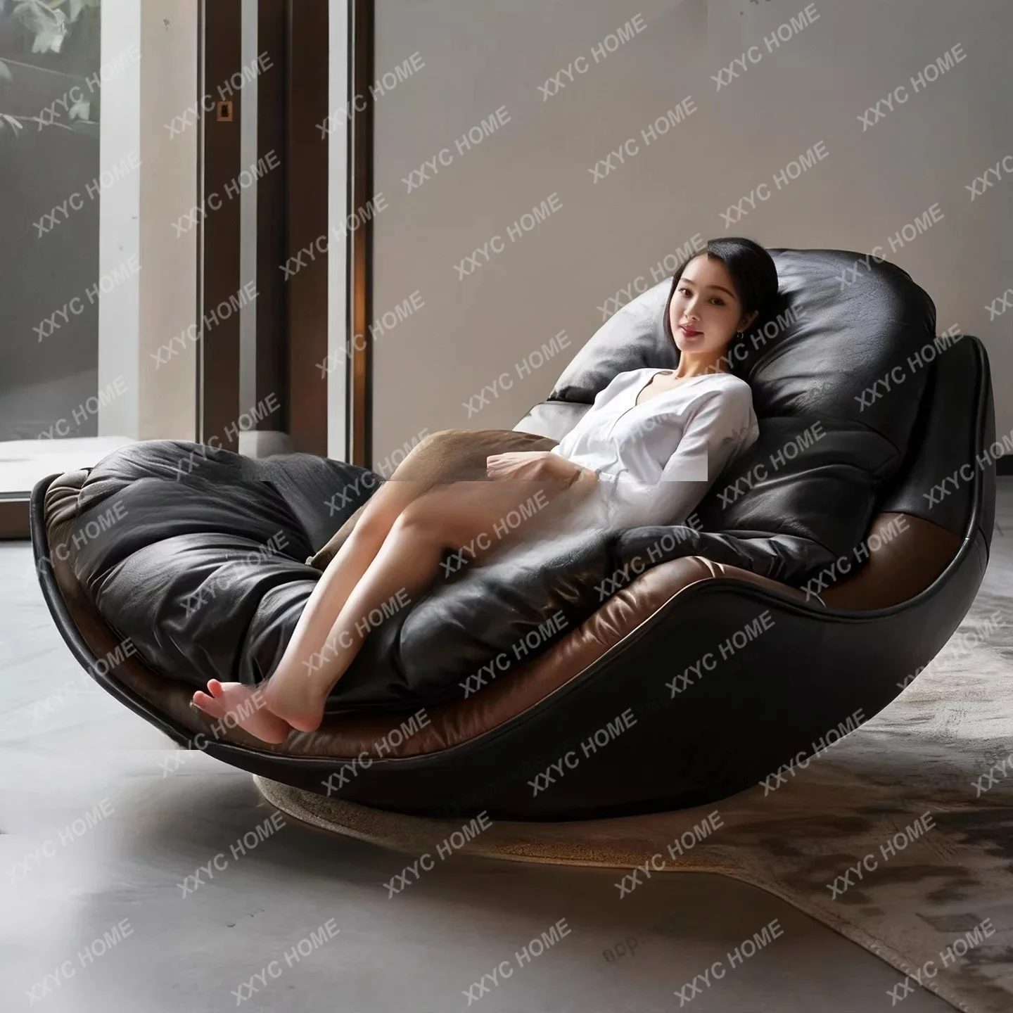 Modern simple lazy sofa single recliner light luxury balcony bedroom living room home leisure chair