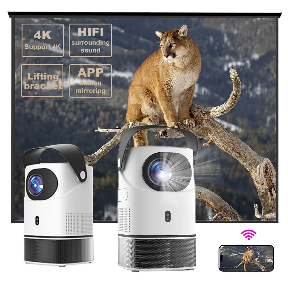 ATB Mini Native 1080P HD 4K Video Projector Android WiFi Bluetooth 3D Surround Sound Portable Outdoor Office Home Theater