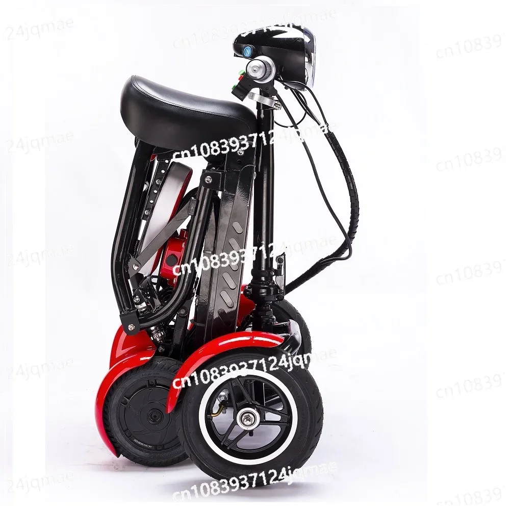 Small, lightweight, compact, foldable four-wheel electric vehicle with enhanced transformer for elderly commuting