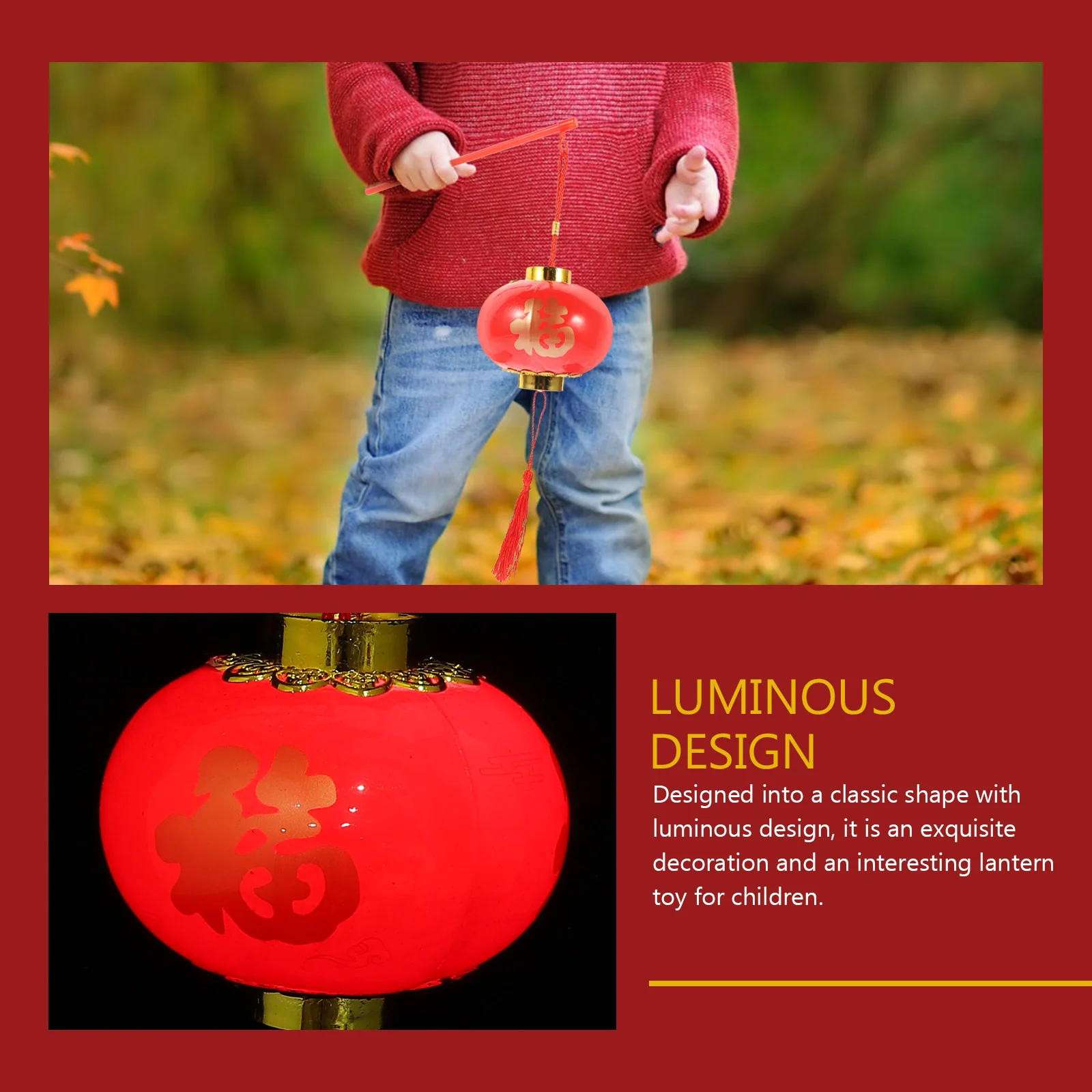 

2Pcs Glowing Lantern New Year Decor Crystal Hanging Outdoor Classic Shape Spring Festival Pendant Plastic Scene H held Fortune
