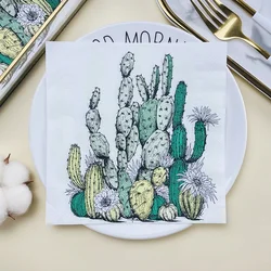 Printed Napkinsins Wind Restaurant Milk Tea Shop Takeaway Placemats Creative Napkins Cactus Pattern Colorful Paper Napkins Food