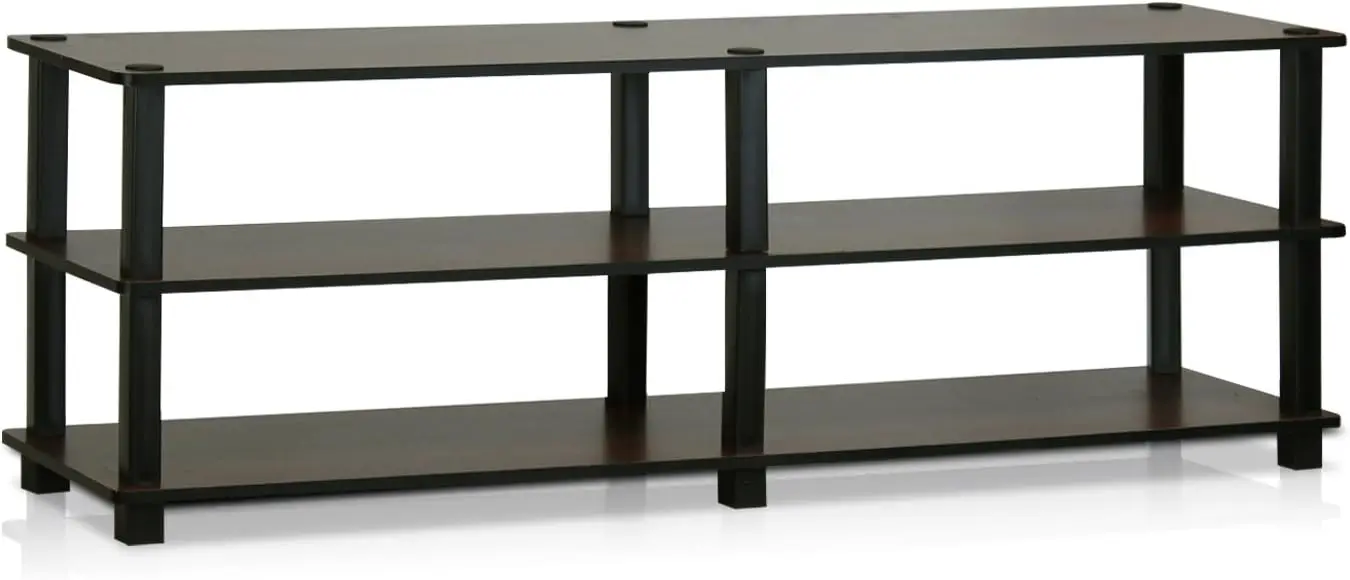 

Furinno Turn-S-Tube No Tools 3-Tier Entertainment TV Stands, Dark Brown and Black, Square Corner/Wide