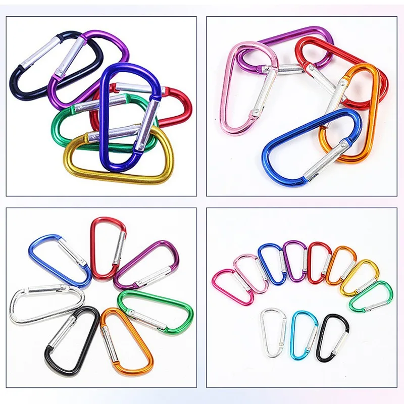 5PCS 5# Carabiner Keychain Alluminum D-ring Buckle Multi Colors Carabiner Snap Hook Clip Keychains Camping Backpack Buckle