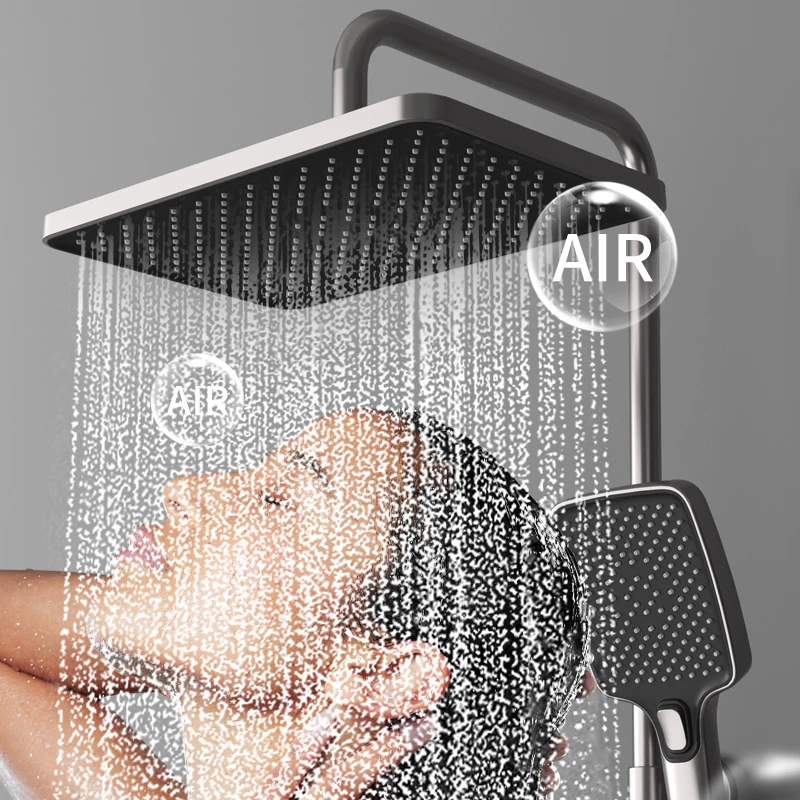 LED Digital Mixer Shower Set Bathroom Hot Cold Thermostatic Atmosphere Shower System Bathtub Wall Mount SPA Rainfall Shower Set