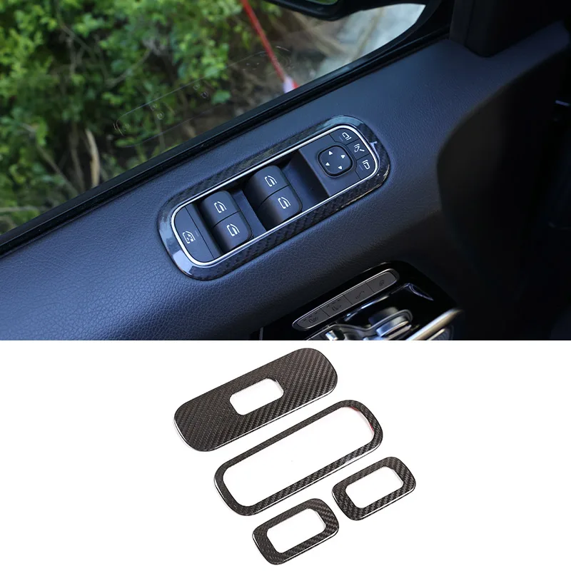 

Real Carbon Fiber Car Inner Window Lift Switch Frame Trim Sticker For Mercedes G Class W464 2019-2023 Auto Accessories