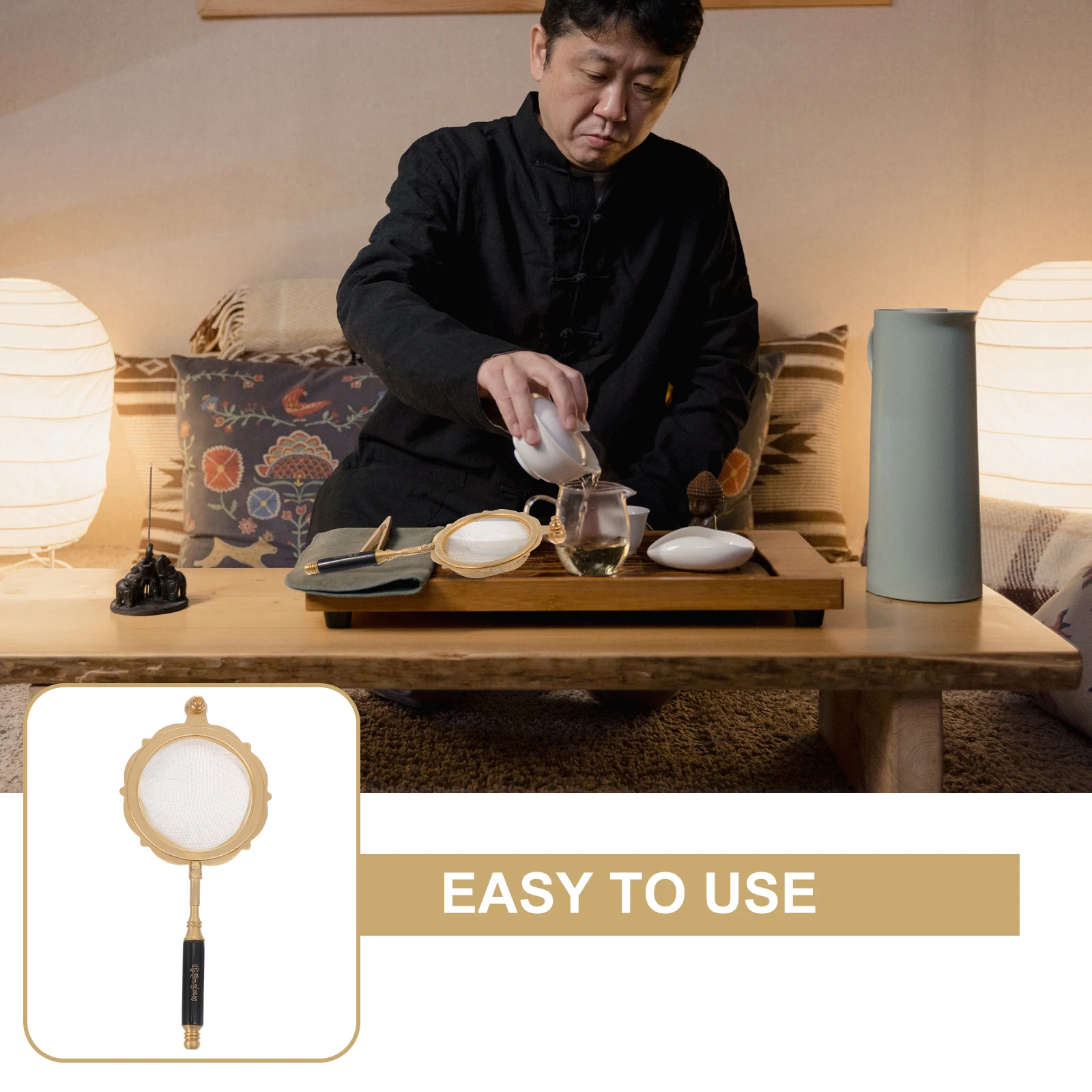 

Tea Strainer Copper Plastic Home Use Ergonomic H Infuser Tool Practical Design Durability Tea Room Suitable Family Friends