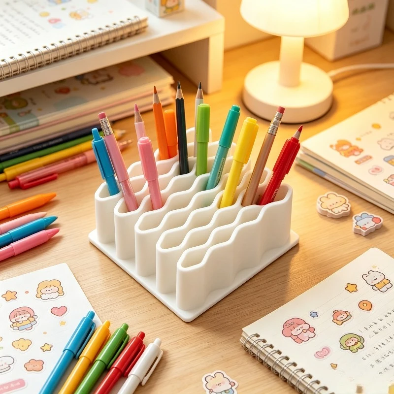 1/2pcs Honeycomb Multi Grid Slant Desktop Pen Holder Thick TPR Plastic Divider Organizer Student Office Desk Pencil Storage Box