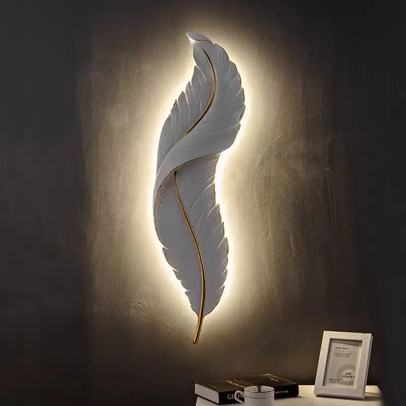 Modern Sconce Feather Wall Light LED for Bedroom Living Room Bedside Interior Wall Lamp Lighting Fixture Home Decoration Lustre