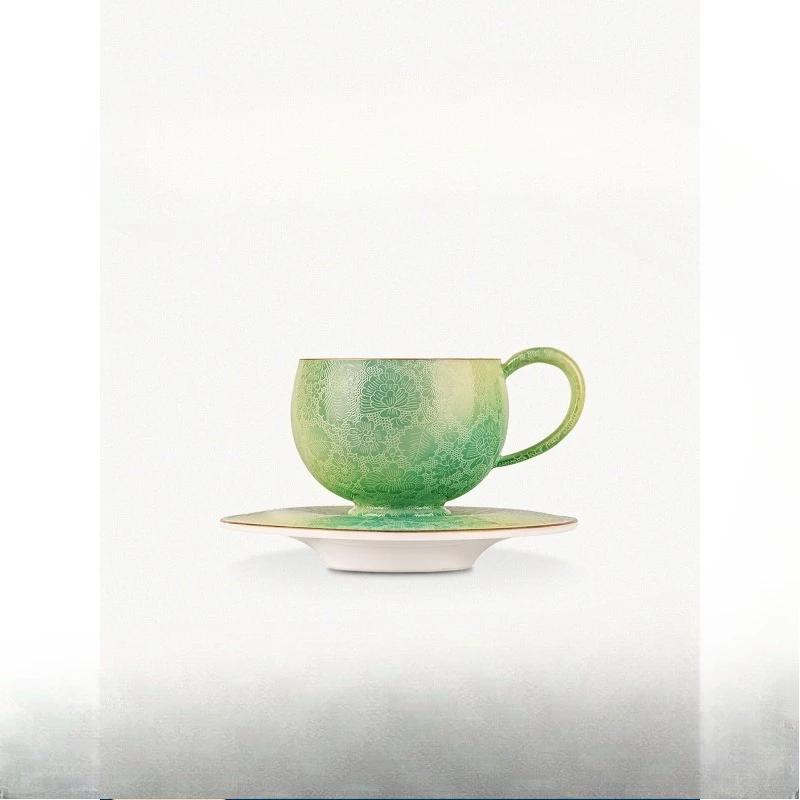 Ceramic coffee cup saucer mug set, free high-end gift box for girls