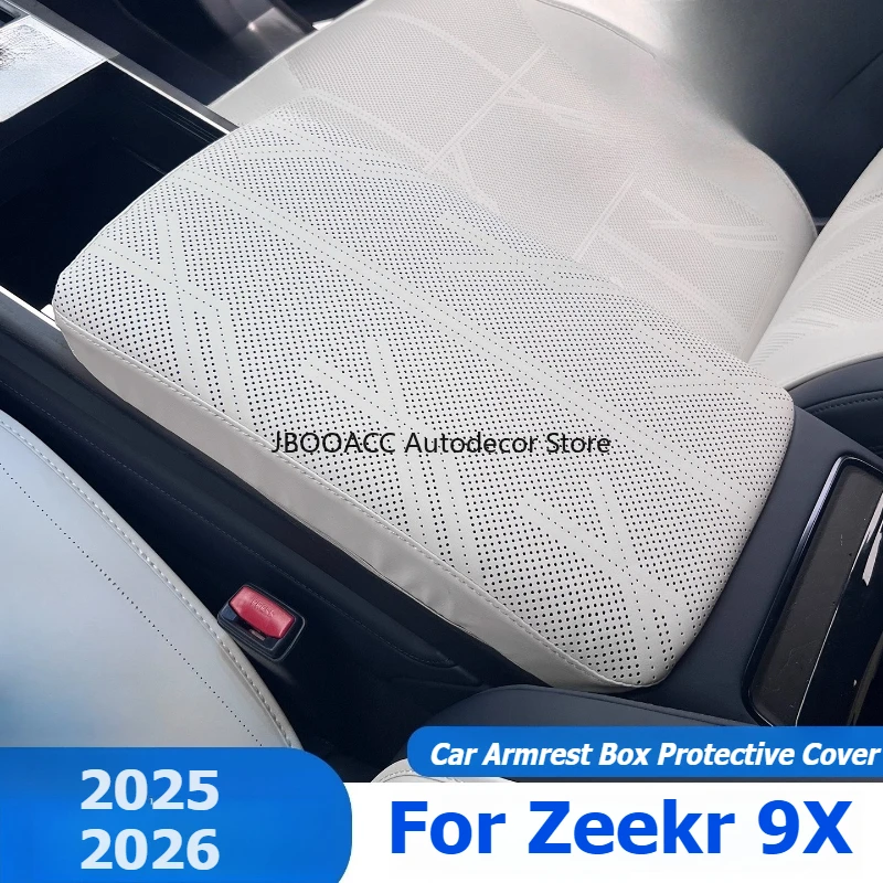 For Geely Zeekr 9X 2025 2026 Car Armrest Box Cover Nappa Leather Armrest Box Protective Anti-scratch Pad Modified Accessories