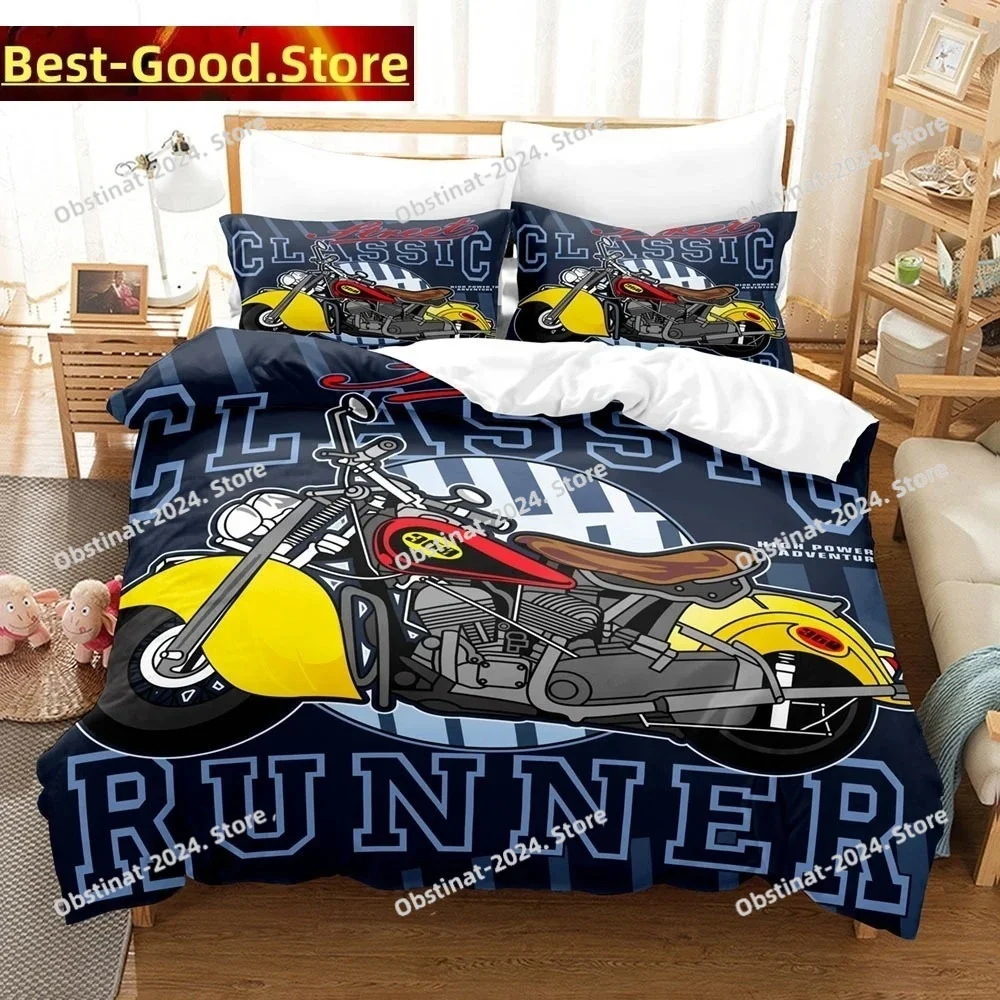 Top Motorcycle Duvet Cover Set Dirt Bike Extreme Sports Theme For Boy Girl Motocross Racer Polyester Bedding Set King Queen Size