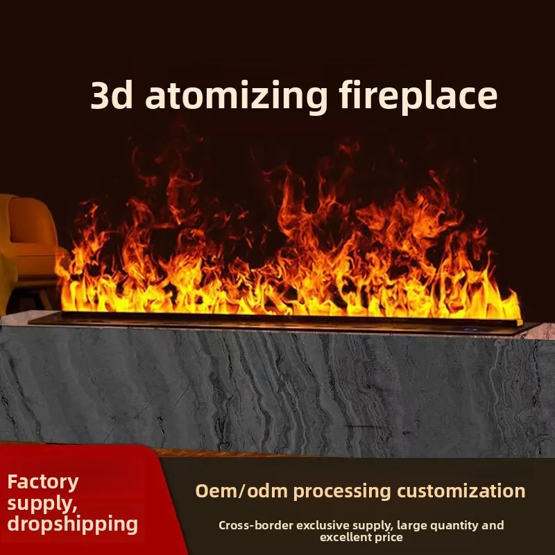 3D atomized electronic fireplace embedded simulated fire home living room fake flame humidifier decoration, atomized fireplace
