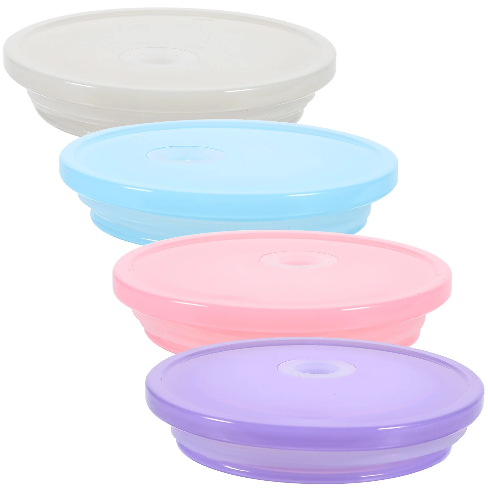 

4pcs Mason Jar Lids Replacement Glass Cup Covers Spill Proof Sealing Lid For Tumbler Tea Coffee Outdoor Use Multi-Use Airtight