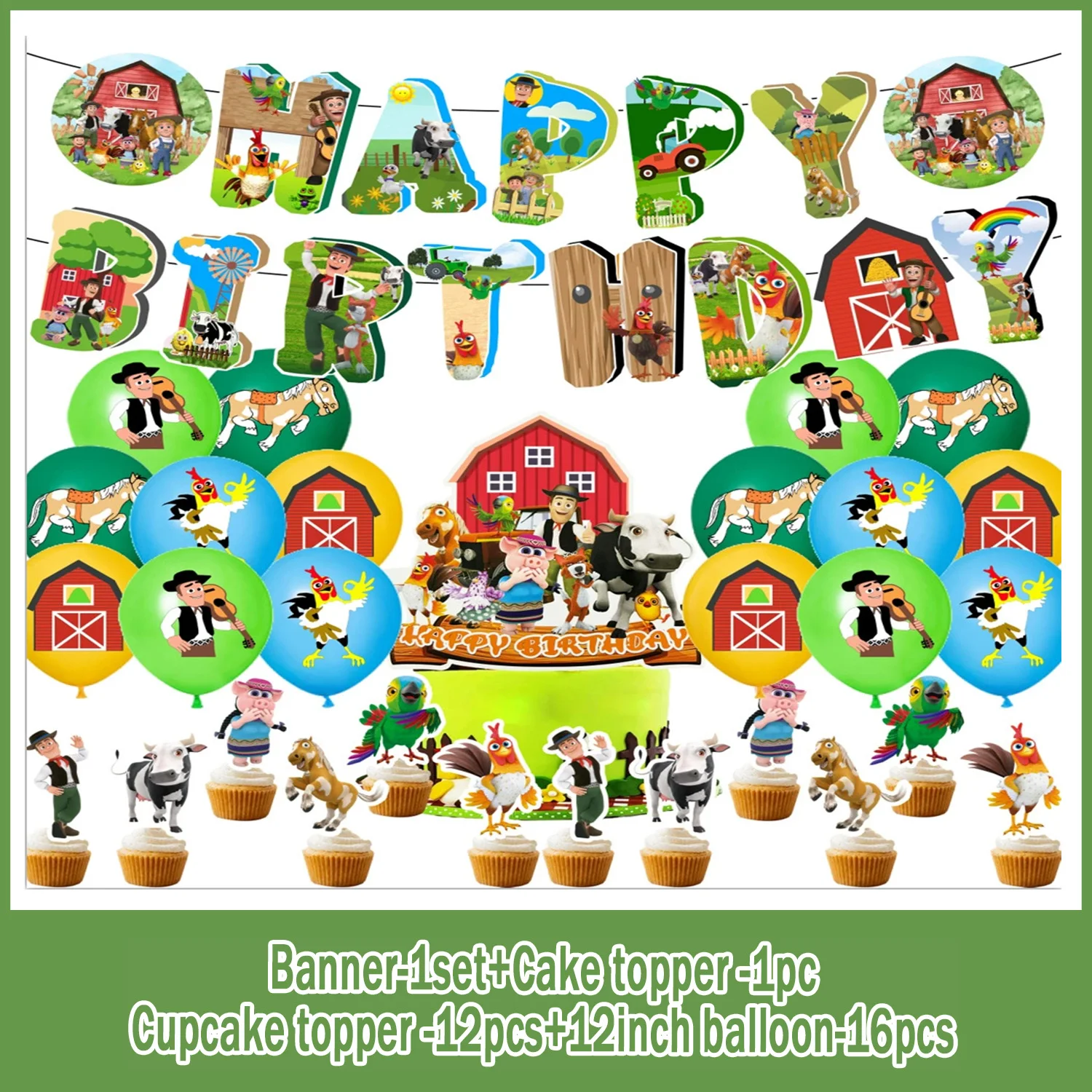La Granja De Zenoned Birthday Party Supplies Cartoon Farm Animal Theme Tableware Kit Plate Cup Balloon Banner Kid Birthday Decor view 3