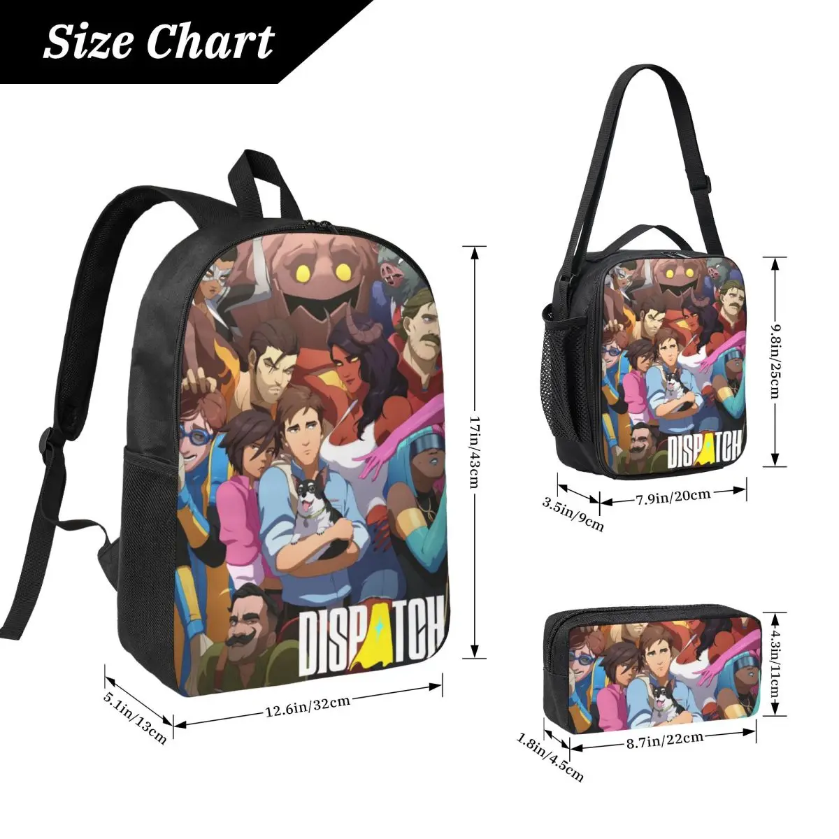 3Pcs Dispatch Game School bags Set for Children Pen Bags Backpack Sets with Lunch Box For School Students Daypack