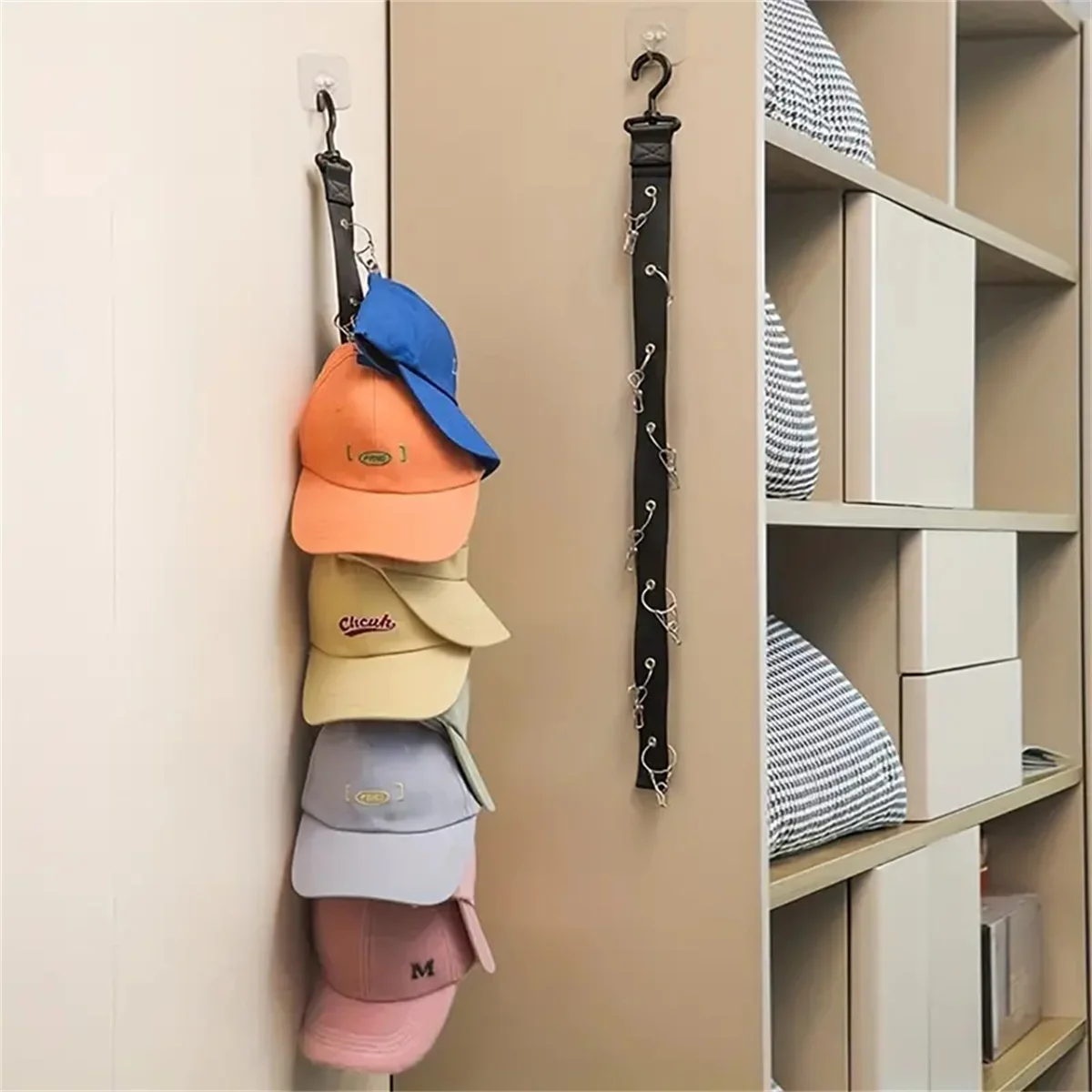 One hat hanging storage bedroom good things eight clips can hang 16 hats no punch stick wall entry Back porch closet clip cap st