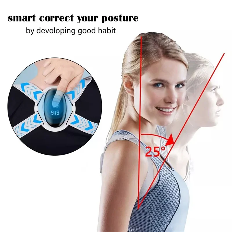 Smart Posture Corrector Adjustable Shoulder Strap LCD Display Back Correction Belt Vibration Reminder Anti-off Protect Eyesight