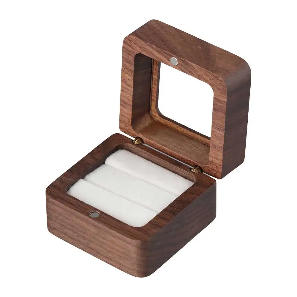 Proposal Wood Wedding Bead Case Gift Earrings Organizer Ring Box Presentation Box Wooden Storage Box Ring Bearer Box