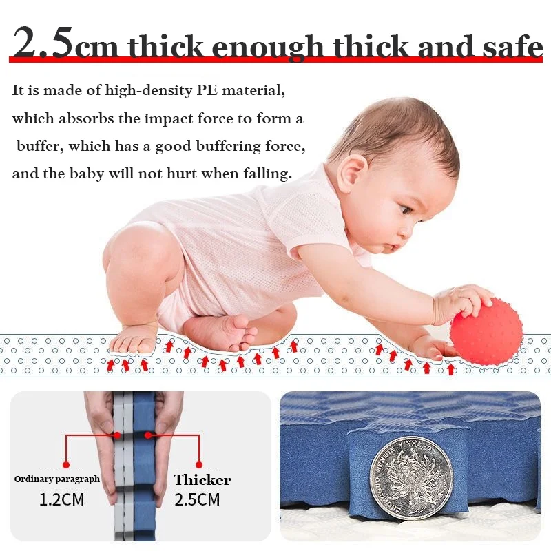 Thickened Mosaic Foam Floor Mat Household Baby Play Mat Crawling Mat Bedroom Playmat Floor 30x30x2.5cm(9pcs)