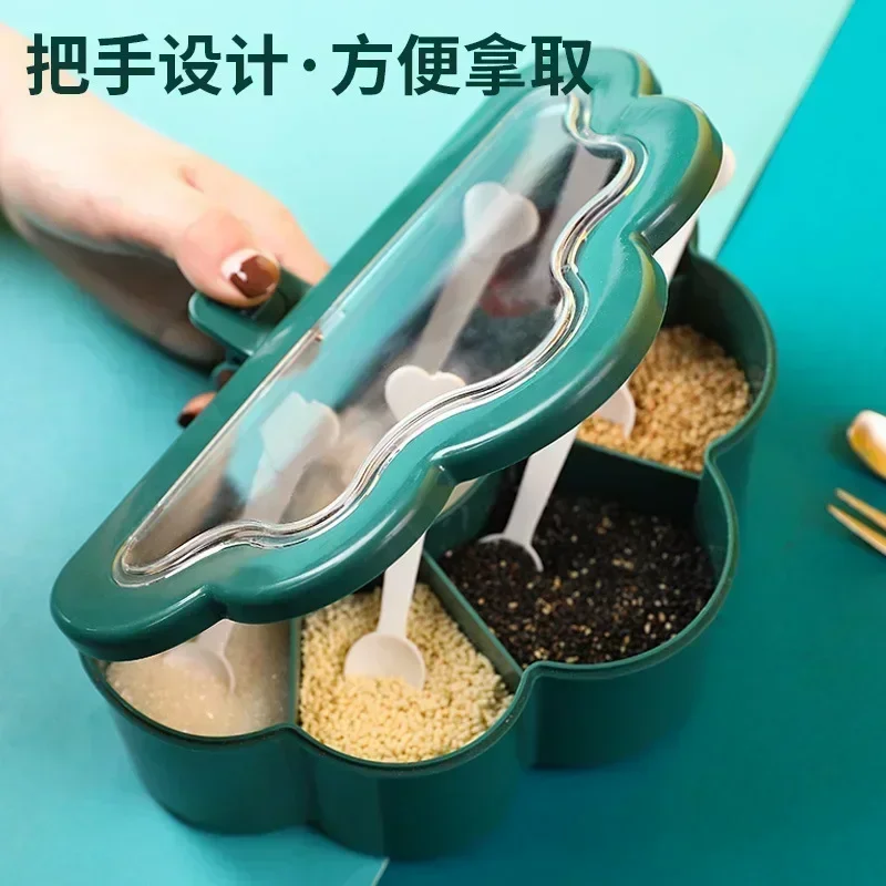 Kitchen Combination Integrated Seasoning Box Creative Multi-grid Salt Jar Seasoning Jar Plastic Household Seasoning Box