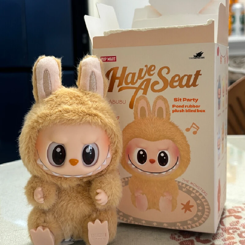 

100% Genuine Labubu V2 Keyring Blind Box Sitting Party Action Popmart Figure Monster Labubu Miniature Model Decoration Gift Toys