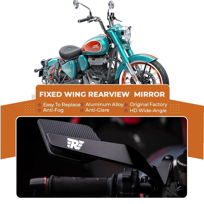 

HD широкоугольное зеркало заднего вида из сплава для мотоцикла с ветровым крылом для Royal Enfield Meteor 350 Royal Enfield Meteor 350 500, зеркало