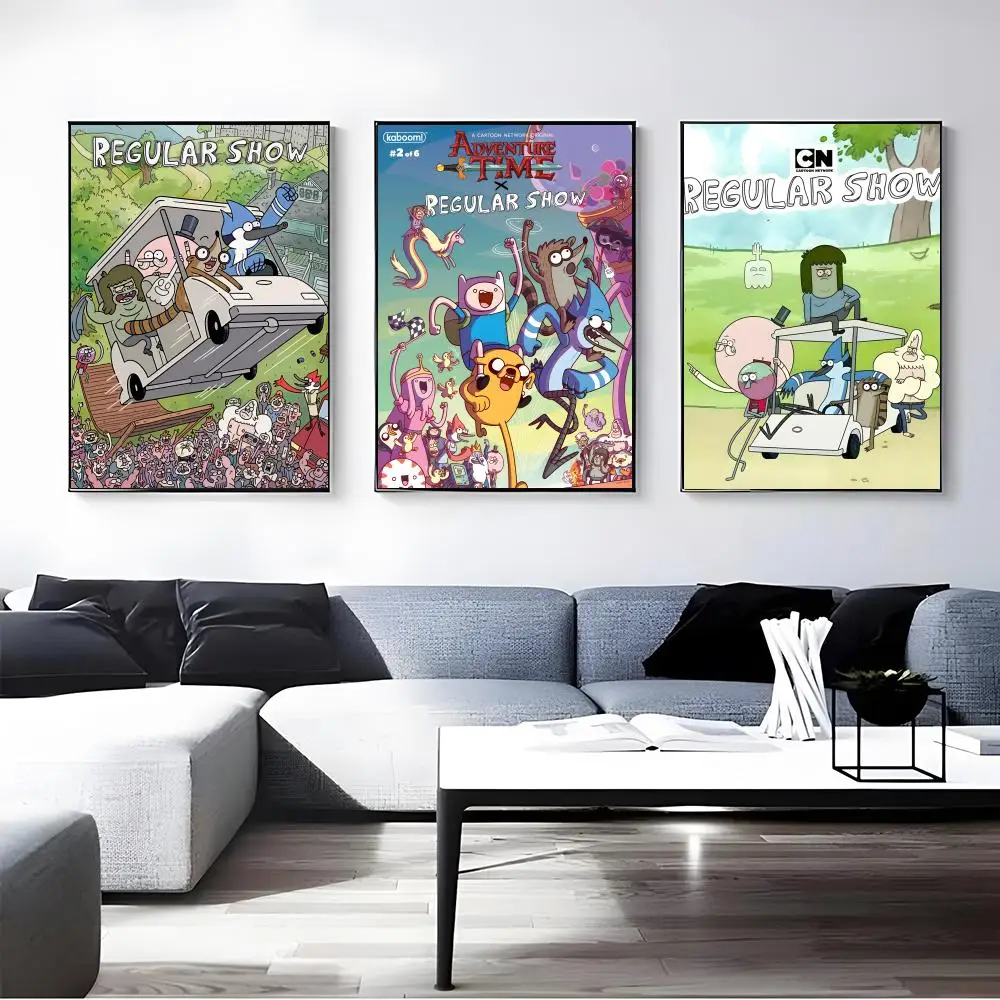 Cartoon Regular Show Poster Self-adhesive Art Waterproof Paper Sticker Coffee House Bar Room Wall Decor