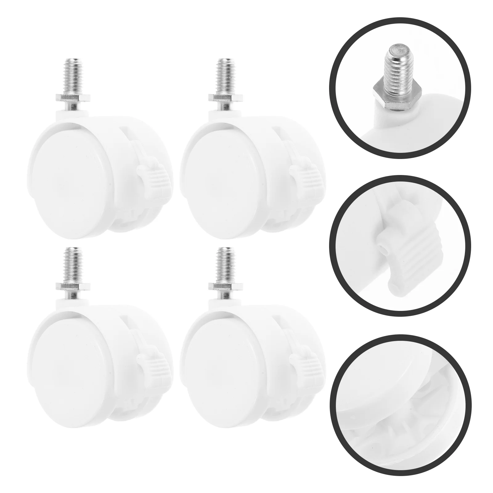 4 Pcs Caster Wheels Furniture Casters Gaming Chair for Wire Shelving Luggage Replacement Plastic White Cart Shopping
