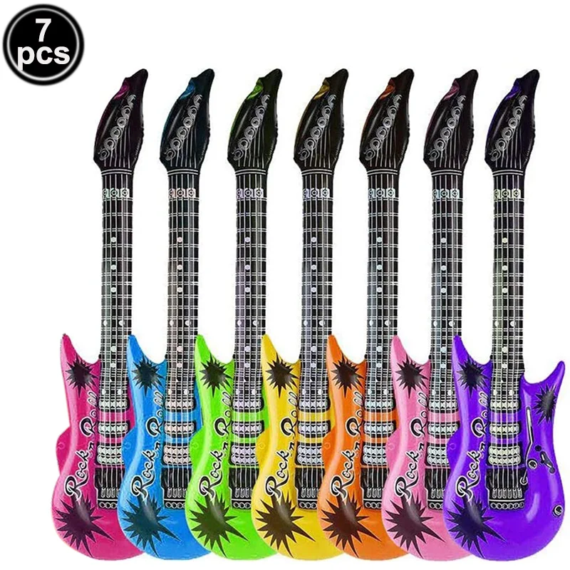 Inflatable Guitar Inflatable Rock Star Toy Karaoke Party Inflatable Instruments Decorations Party Favor for 80s 90s Themed Party