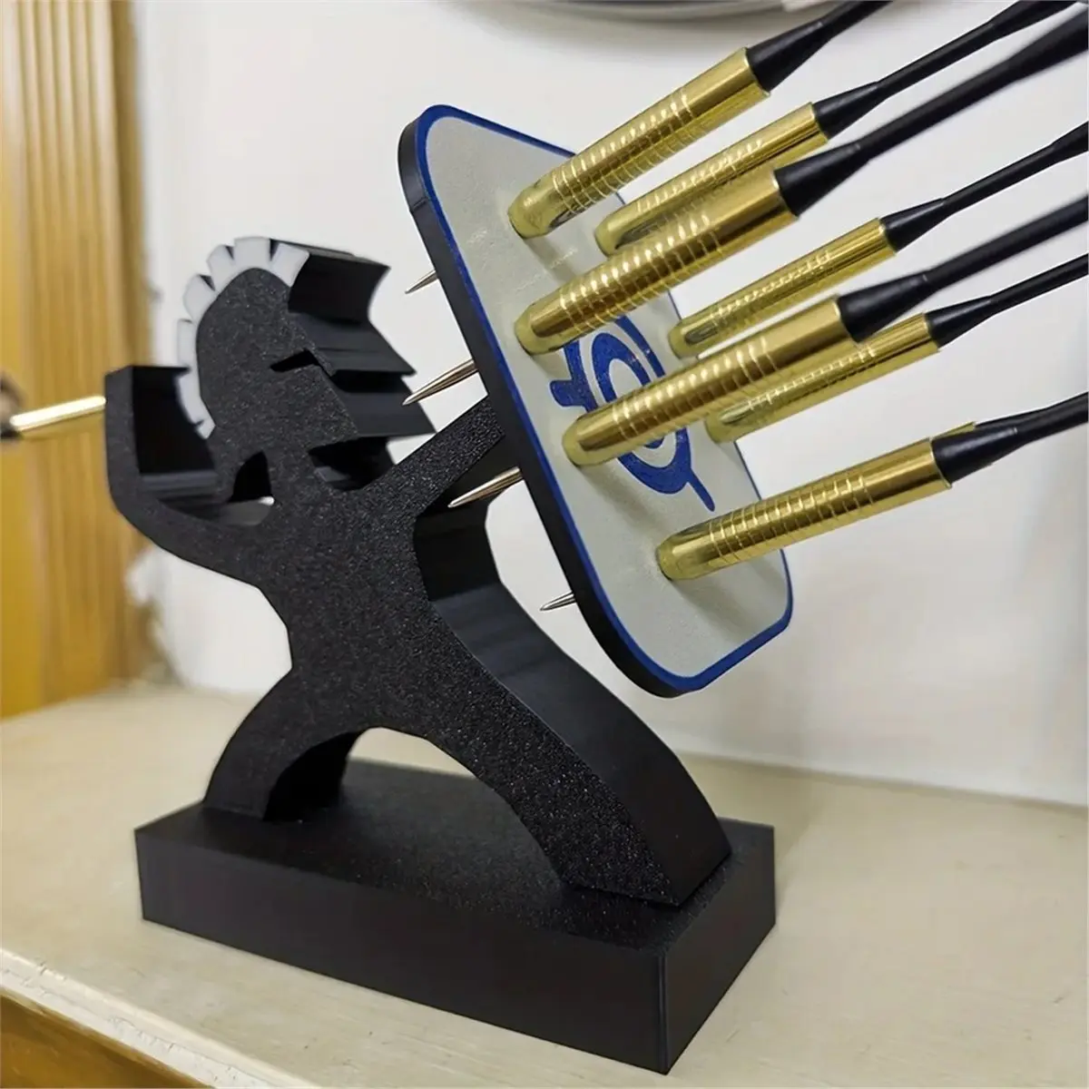 9-Slot Warrior Holder Stand - Heavy-Duty Board Organizer, Home Bar & Greek-Themed Game Room Decor
