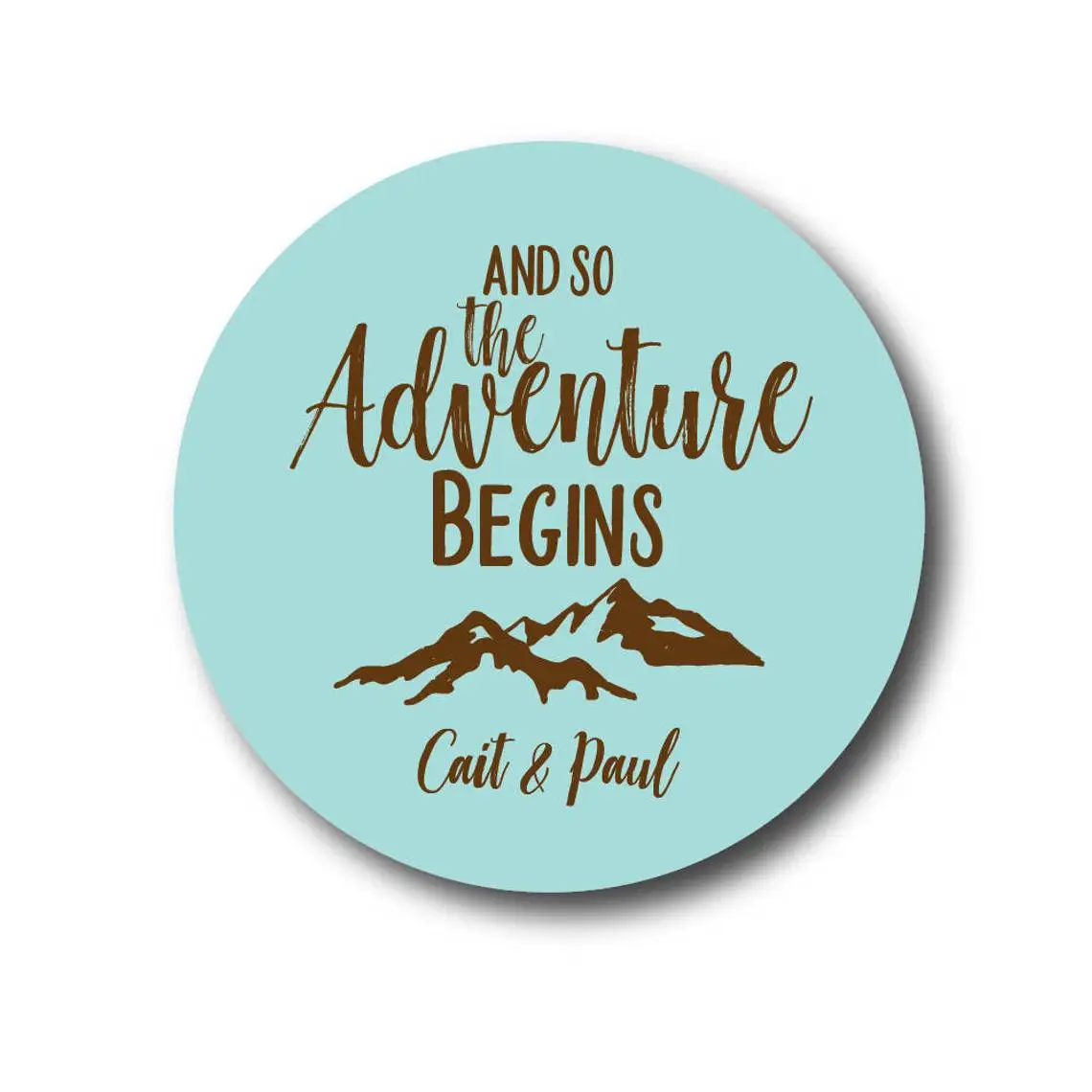 24pcs 40mm diameter The Adventure Begins Sticker Rustic Wedding Stickers Mountain Wedding Favors Travel Trail Mix Labels