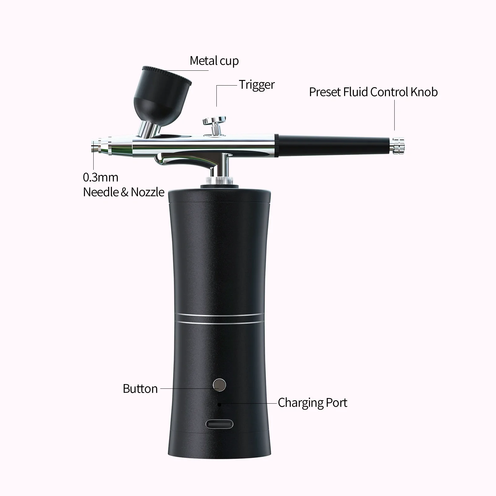 Portable Wireless Airbrush Gun Kit, USB Rechargeable Air Compressor with Complete Accessory Set for Home Salon Nail Art Cake Dec