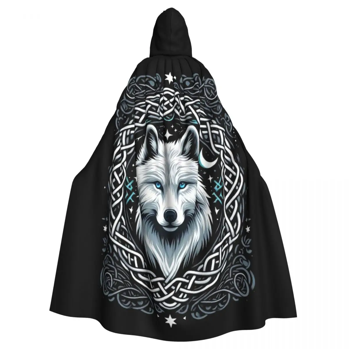 

The Northern wolf Lights Long Hooded Cloak Witch Medieval Costume Cosplay Cape HalloweenVampire Adult Unisex
