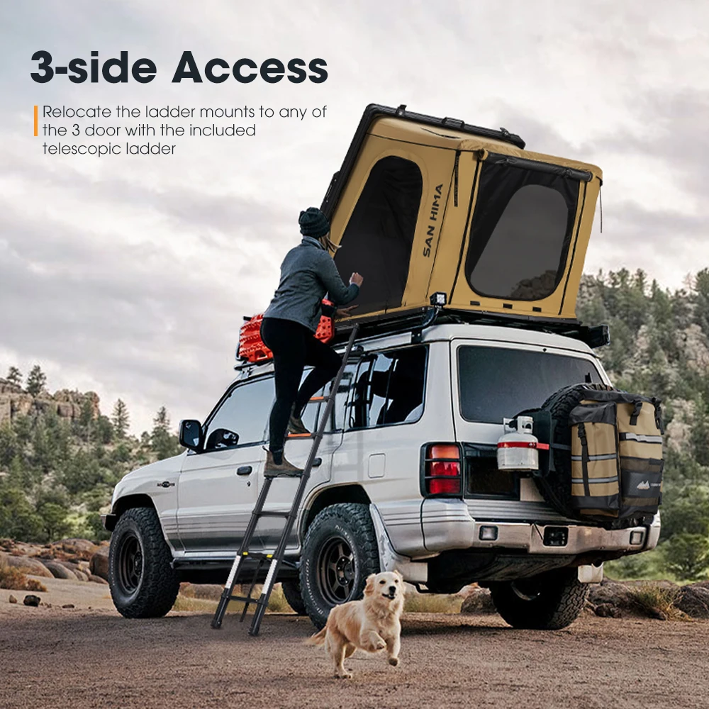 سان هيما الإعداد السريع مقاوم للماء 4WD هارد شل سقف أعلى خيمة 4x4 التخييم هارد شل على السطح خيمة في بنيت مصباح ليد بار #5