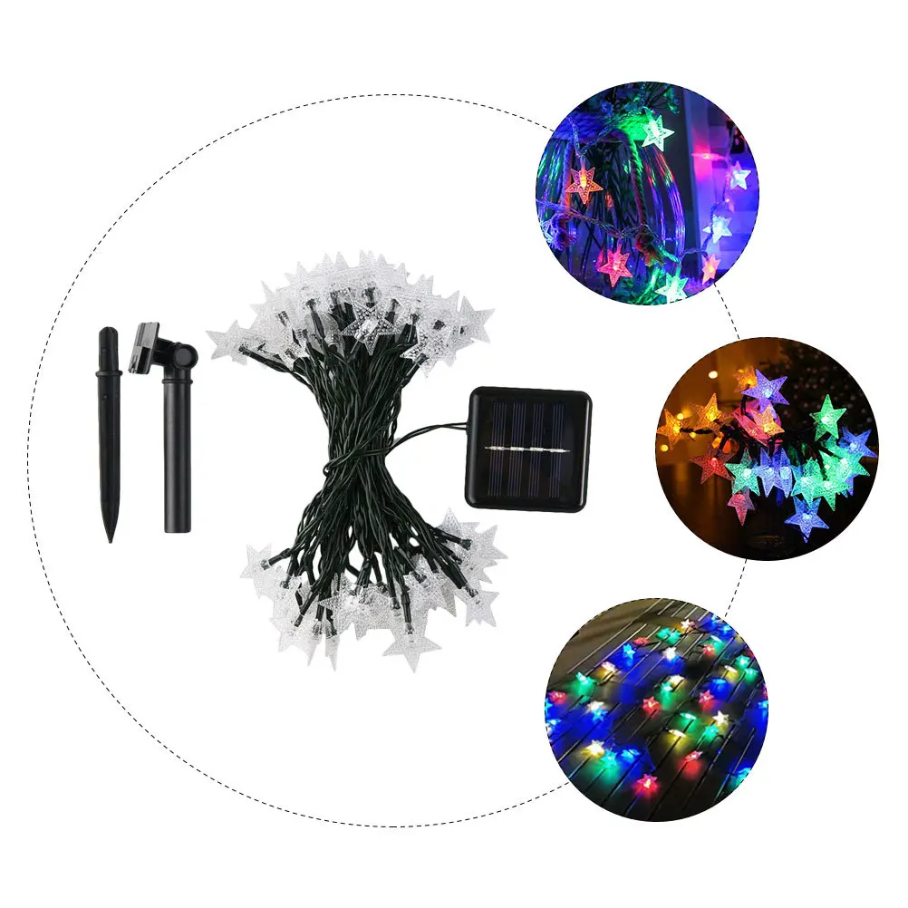 نجمة على شكل سلسلة أضواء تعمل بالطاقة الشمسية مصباح للزينة للحزب حديقة الزفاف عطلة المشهد تخطيط ضوء الزينة في الهواء الطلق #4