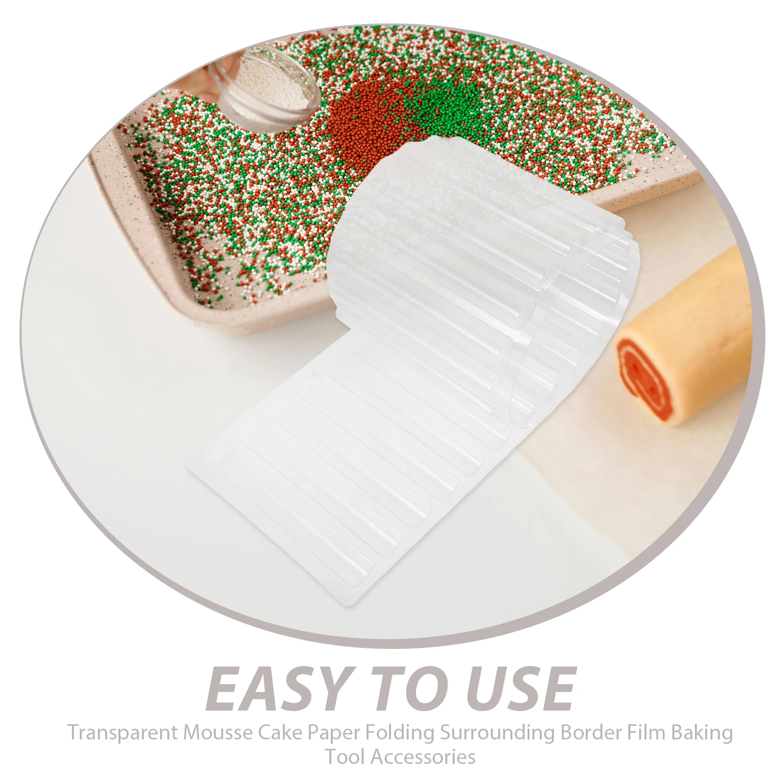 قالب فندان بياقة الكيك الشفاف لكعكة الموس DIY أداة خبز الحافة بتصميم اوريغامي قالب خبز على شكل حدود جانبية