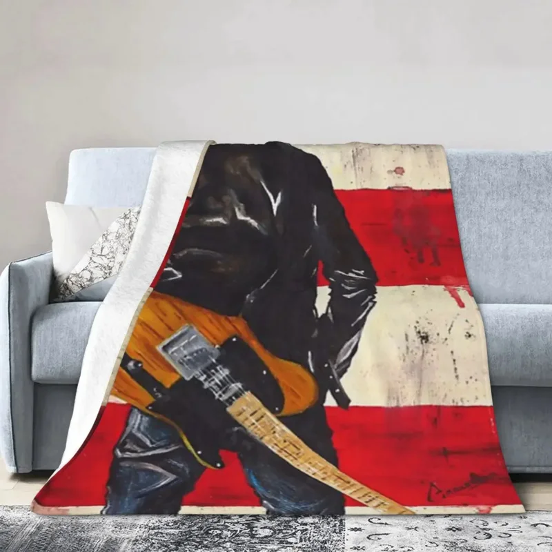 Bruce Springsteen Blankets Soft Warm Flannel Throw Blanket Bedding for Bed Living room Picnic Travel Home Couch