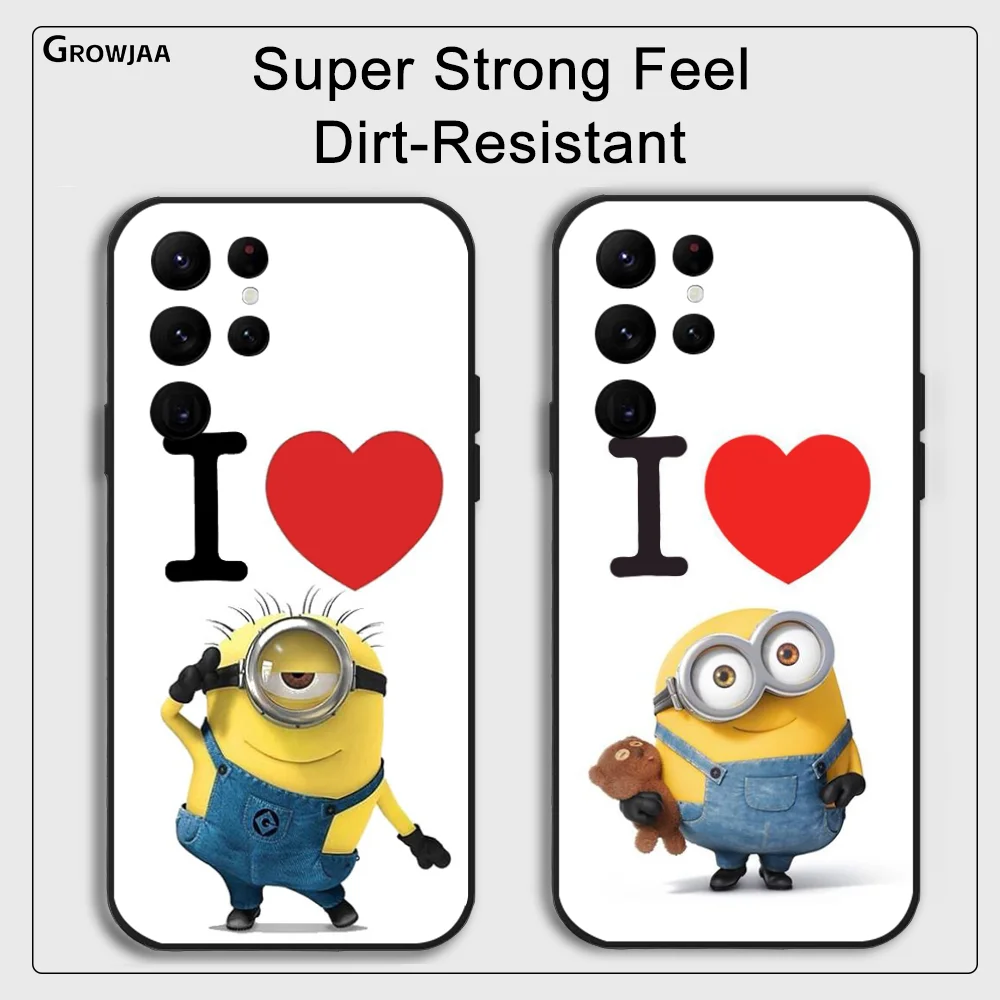 Cartoon M-Minions Big Eyes Cute Phone Case for Samsung Galaxy S24 Ultra S22 S23 Ultra S21 S20 5G Protective Silicone TPU Funda