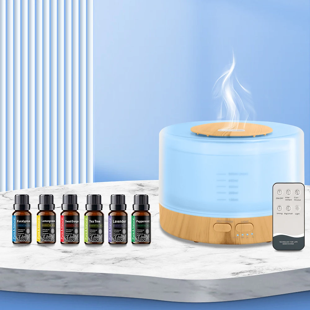 

Ultrasonic Smart Diffuser Humidifier - 16.9oz Tank, Timer Modes, 7 Color Lights (Includes 6 Premium Essential Oils)