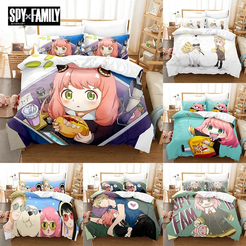 

SPY X FAMILY Bedding Set Quilt Cover Anya Pillowcase Cartoon Anime Decor Bed Spead Bedroom Duvet Cover Bedding Suit Kids Gift