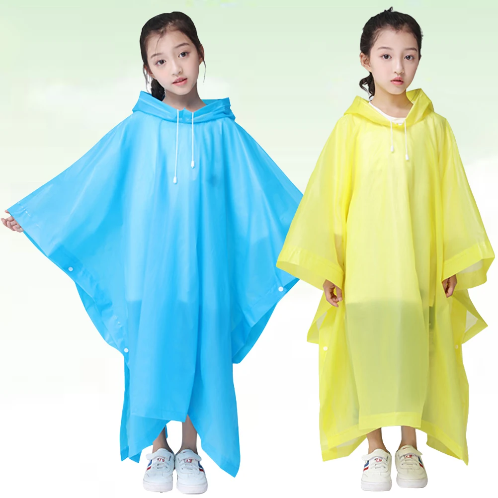 

2PCS Children Backpack Raincoat EVA Lightweight Portable Outdoor Rainwear Camping Poncho Protective Suit School Hiking