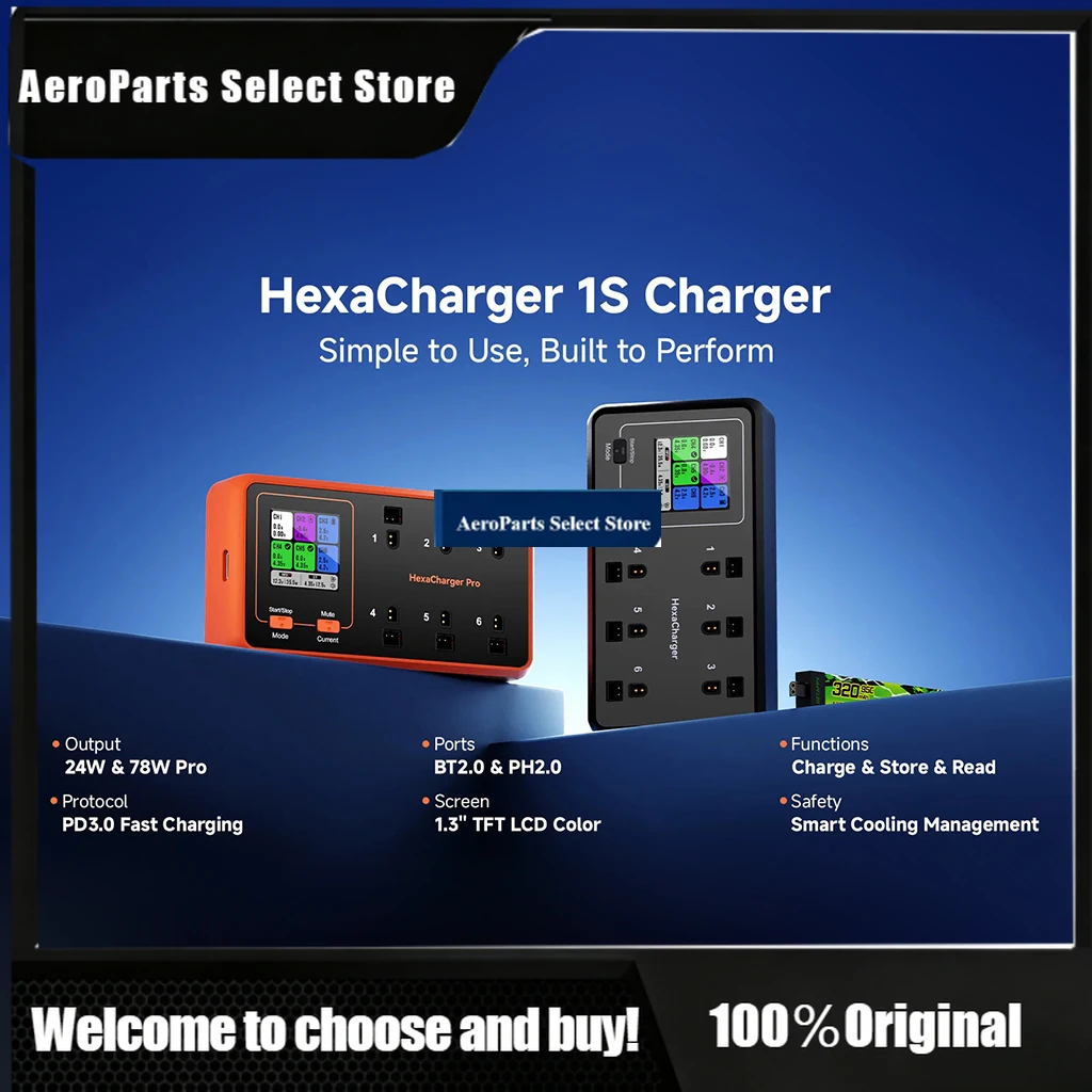 APartsBETAFPV HexaCharger 1S Charger BT2.0/PH2.0 Ports 6 ports for LiPo/LiHV 1S Bwhoop Battery Drone Quadcopter