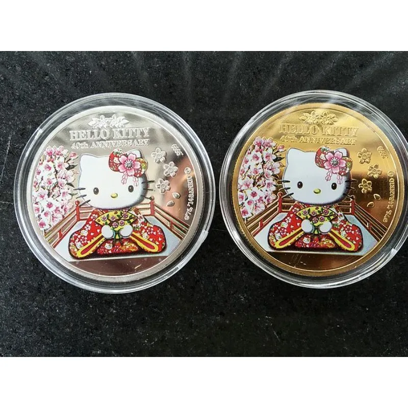 Hello Kitty cartoon creative exquisite commemorative coins painted 4 collection coins children's toy surprise gift wholesale